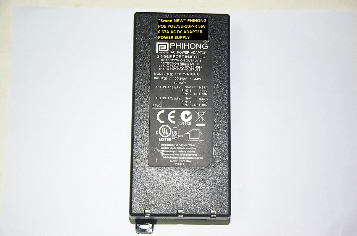 *Brand NEW* POE POE75U-1UP-R PHIHONG 56V 0.67A AC DC ADAPTER POWER SUPPLY